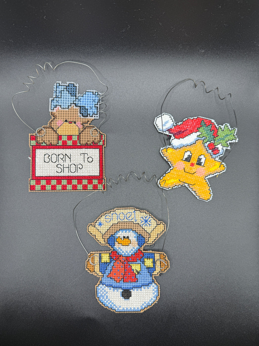 Cross stitched ornaments