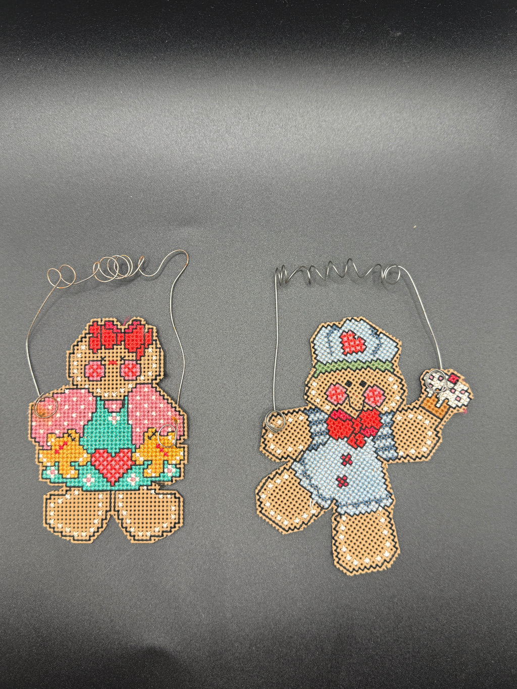 Cross stitched ornaments