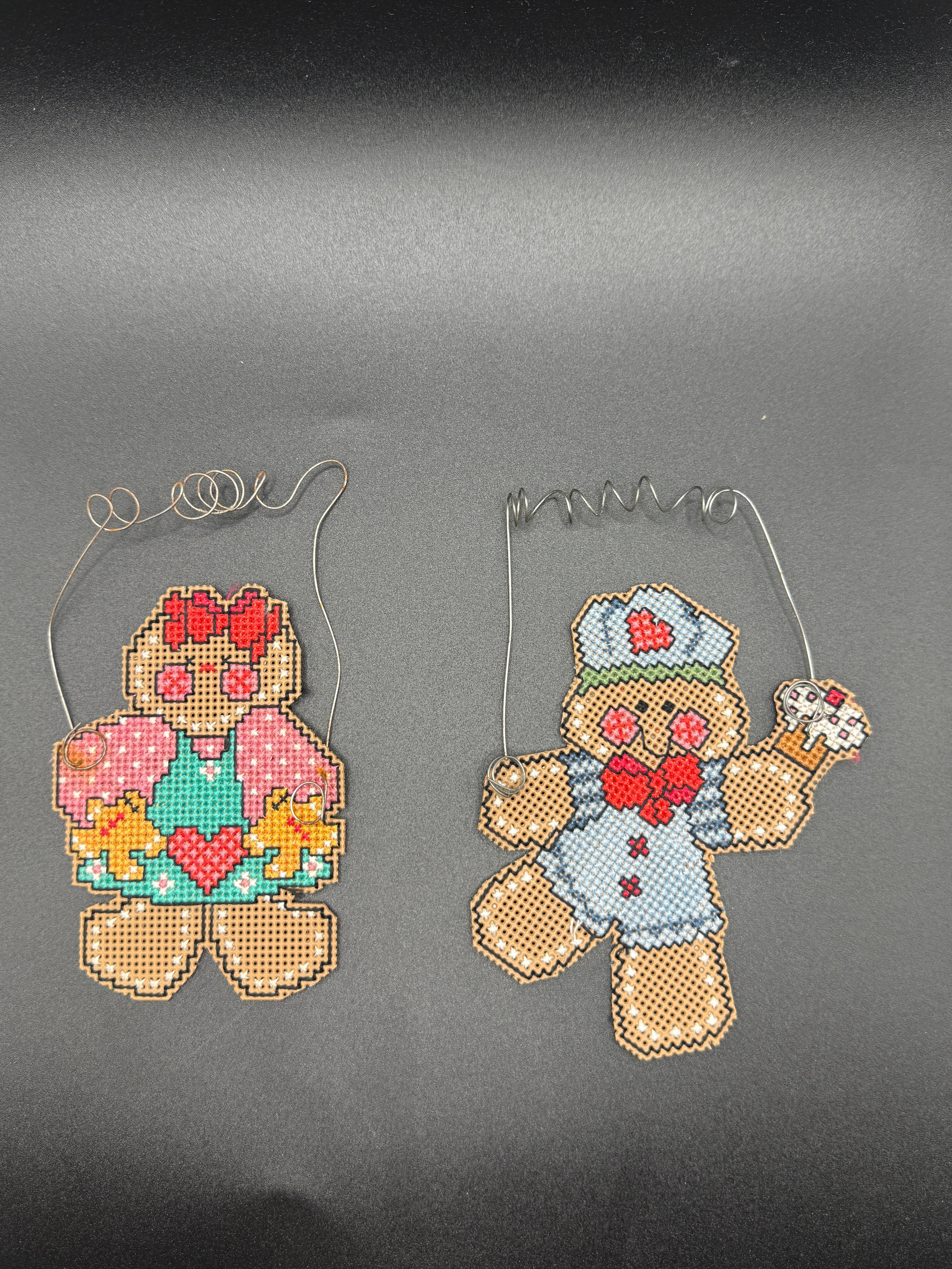 Cross stitched ornaments